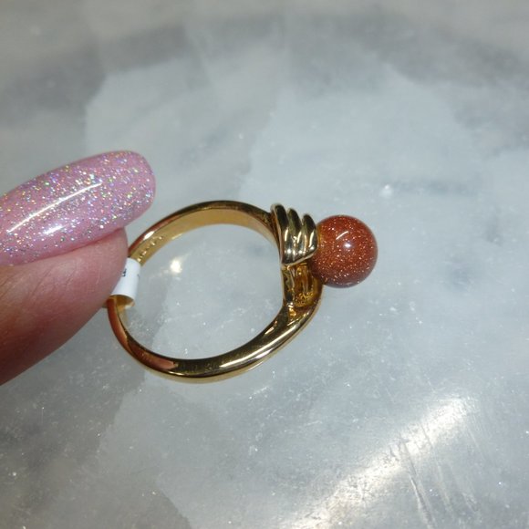 18k Gold Electroplate Goldstone Dolphin Ore Ring - Picture 3 of 7